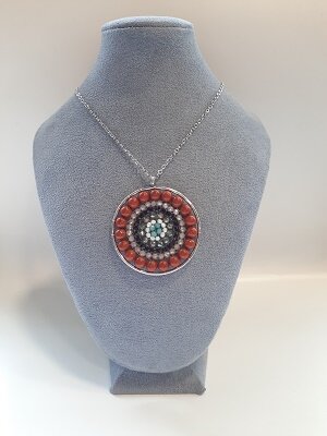 Mandala ketting met rode Jaspis natuursteen