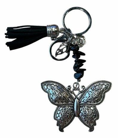 Tas- sleutelhanger Vlinder met Onyx