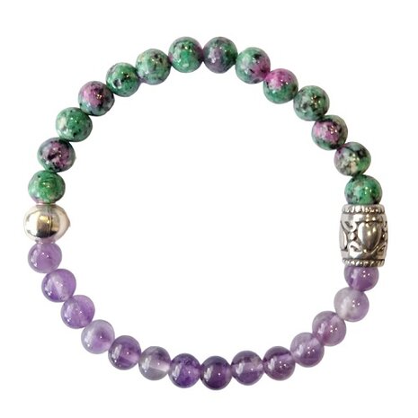 Amethist met Robijn in Zoïsiet dames armband