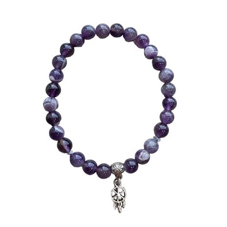 Amethist dames armband met een dromenvanger bedel