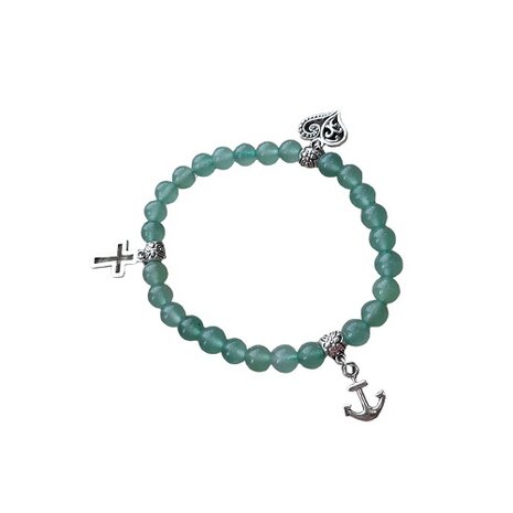Aventurijn armband met geloof hoop en liefde bedels