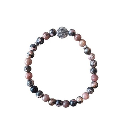 Rhodoniet dames armband met Flower of Life