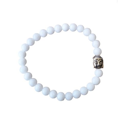 Witte Jade armband met Boeddha