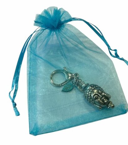 Sleutelhanger Boeddha hoofd met accessoires