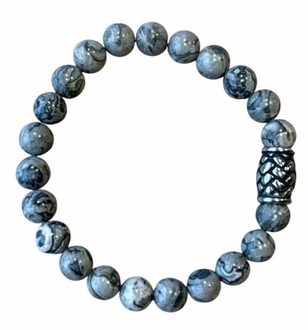 Picasso Jaspis armband met vlecht kraal