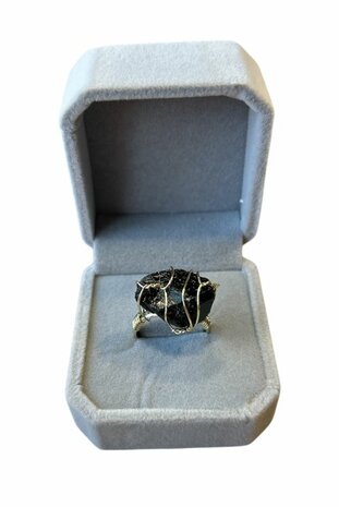 Ring met natuursteen zwarte Obsidiaan