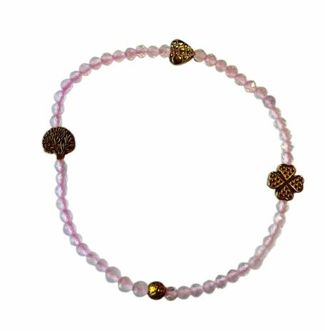 Rozenkwarts natuurstenen armband
