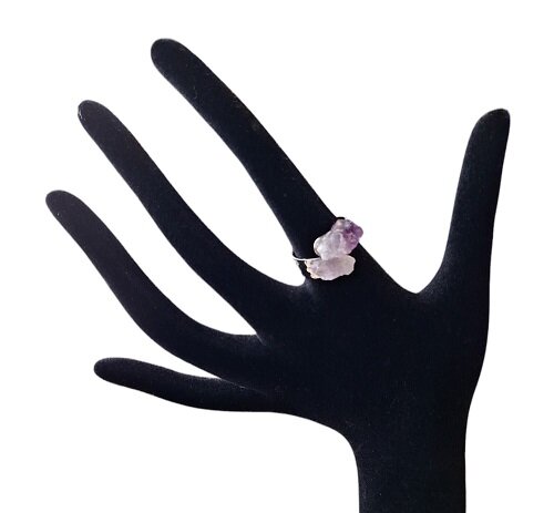 Metalen ring met natuursteen Amethist