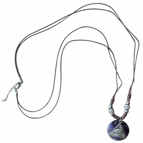 Ketting met oog en natuursteen Amethist