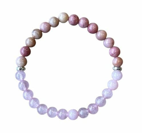 Rozenkwarts met Rhodochrosiet edelstenen armband
