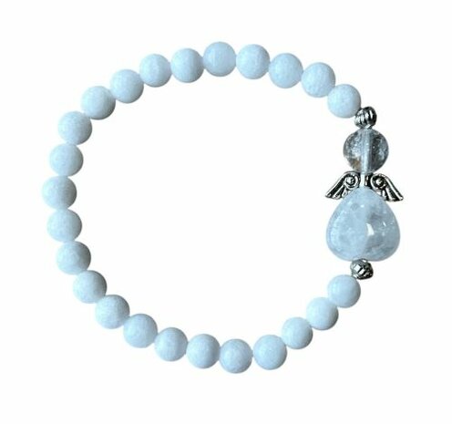 Witte Jade armband met engel kraal