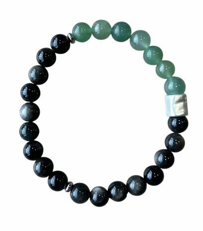 Obsidiaan met Aventurijn heren armband