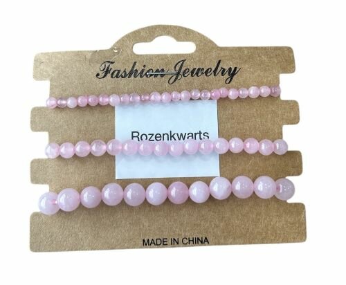 Dames armbanden van Rozenkwarts in 3 verschillende varianten