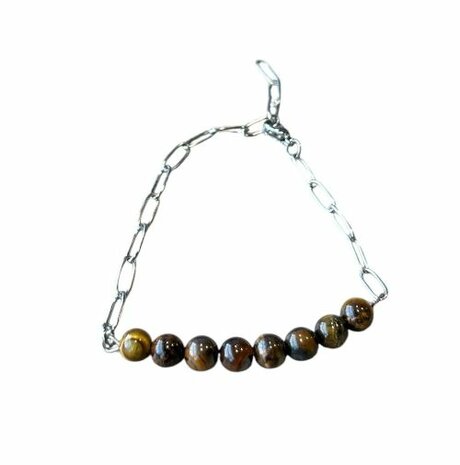 Schakelarmband met natuursteen Tijgeroog