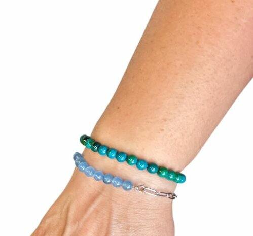 Schakelarmband met blauwe Agaat
