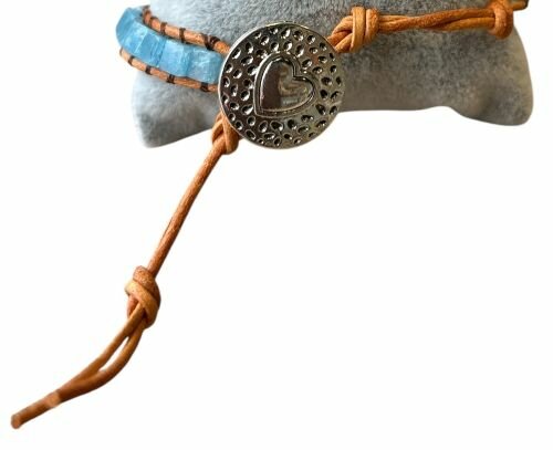 Dames wikkel armband Aquamarijn