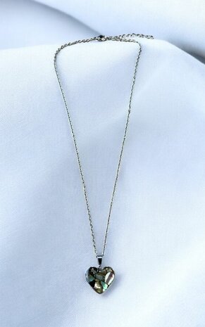 Ketting met hartje en natuursteen Abalone