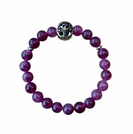 Lepidoliet dames armband met Tree of Life kraal