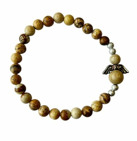 Gele Jaspis armband met beschermengel