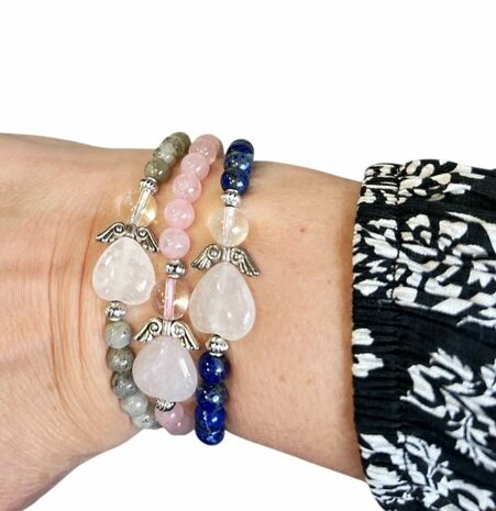 Dames armband Amethist 6 mm met beschermengel