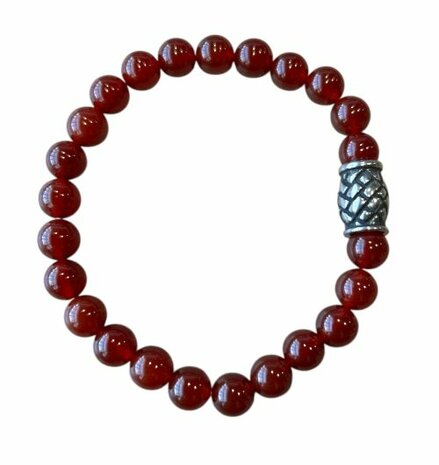 Carneool natuurstenen armband met vlecht kraal