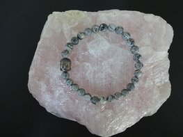Dames armband grijze picasso Jaspis met Boeddha kraal