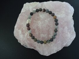 Dames armband Gras Jaspis mat met boeddhakraal