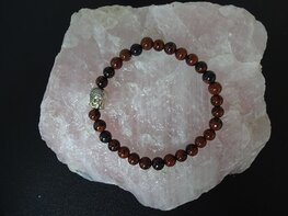 Dames armband Mahonie Obsidiaan met boeddhakraal