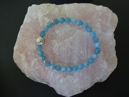 Dames armband Aquamarijn met Flower of Lifekraal