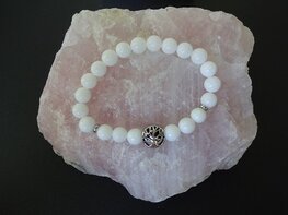 Dames armband Witte Jade met RVS Tree of Life kraal Dames armband Witte Jade met RVS Tree of Life kraal