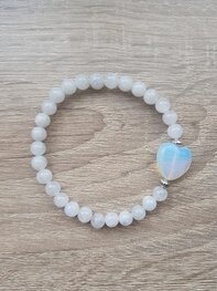Dames armband hart Maansteen & Opaliet