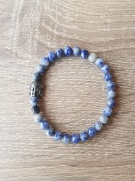 Dames armband Sodaliet met RVS Boeddhakraal