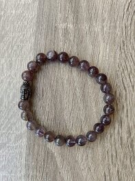 Heren armband Amethist met RVS Boeddhakraal