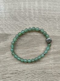 Dames armband Aventurijn met de flower of life RVS kraal