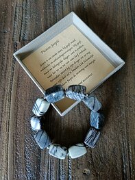 Dames armband Picasso Jaspis, licht grijs, met grote natuurstenen