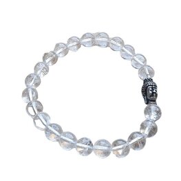 Heren armband Bergkristal met Boeddha kraal