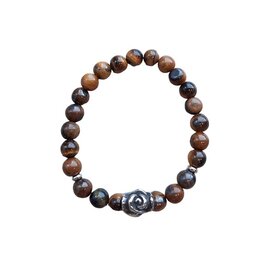Dames armband Tijgeroog 8 mm met roos kraal