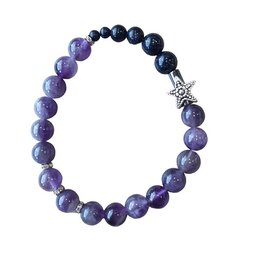 Dames armband Amethist 8 mm met ster kraal
