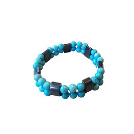 Dames armband Turquoise en Hematiet 6 mm