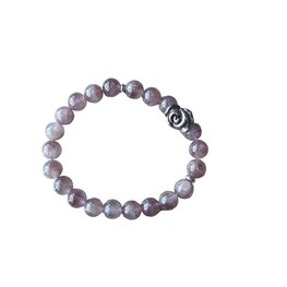 Dames armband Amethist 8 mm met roos kraal