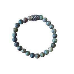Dames armband Afrikaans Turquoise 8 mm met vlecht kraal (19,5 cm lang)