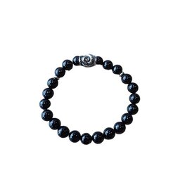 Dames armband Onyx 8 mm met roos