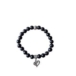 Dames armband Onyx 8 mm met hart bedel Dames armband Onyx 8 mm met hart bedel