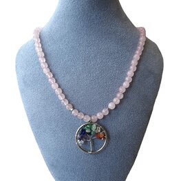 Damesketting Tree of Life met Rozenkwarts