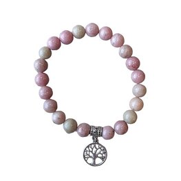 Dames armband Rhodochrosiet 8 mm met Tree of Life bedel