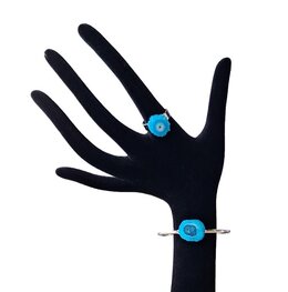 Dames set armband en ring met blauwe Agaat