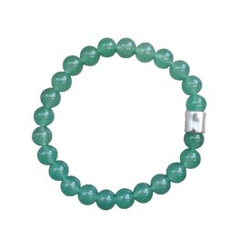 Heren armband 8 mm Jade met matzilverkleurkraal Heren armband 8 mm Jade met matzilverkleurkraal