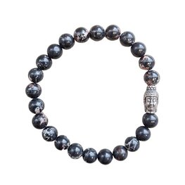 Heren armband Black Sea Sediment 8 mm met Boeddha kraal