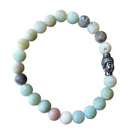 Heren armband Amazoniet mat 8 mm met Boeddha kraal