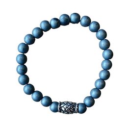 Heren armband  8 mm Hematiet mat met vlecht kraal